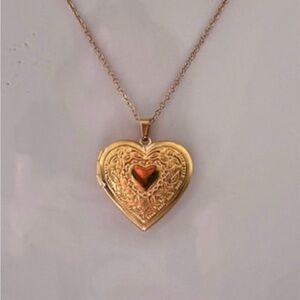 18K Gold Plated Heart (picture photo frame locket) Pendant Necklace